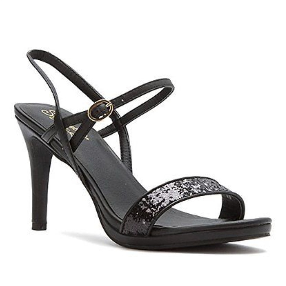 EUC 7.5 Seychelles Sweet As Honey Black Glitter